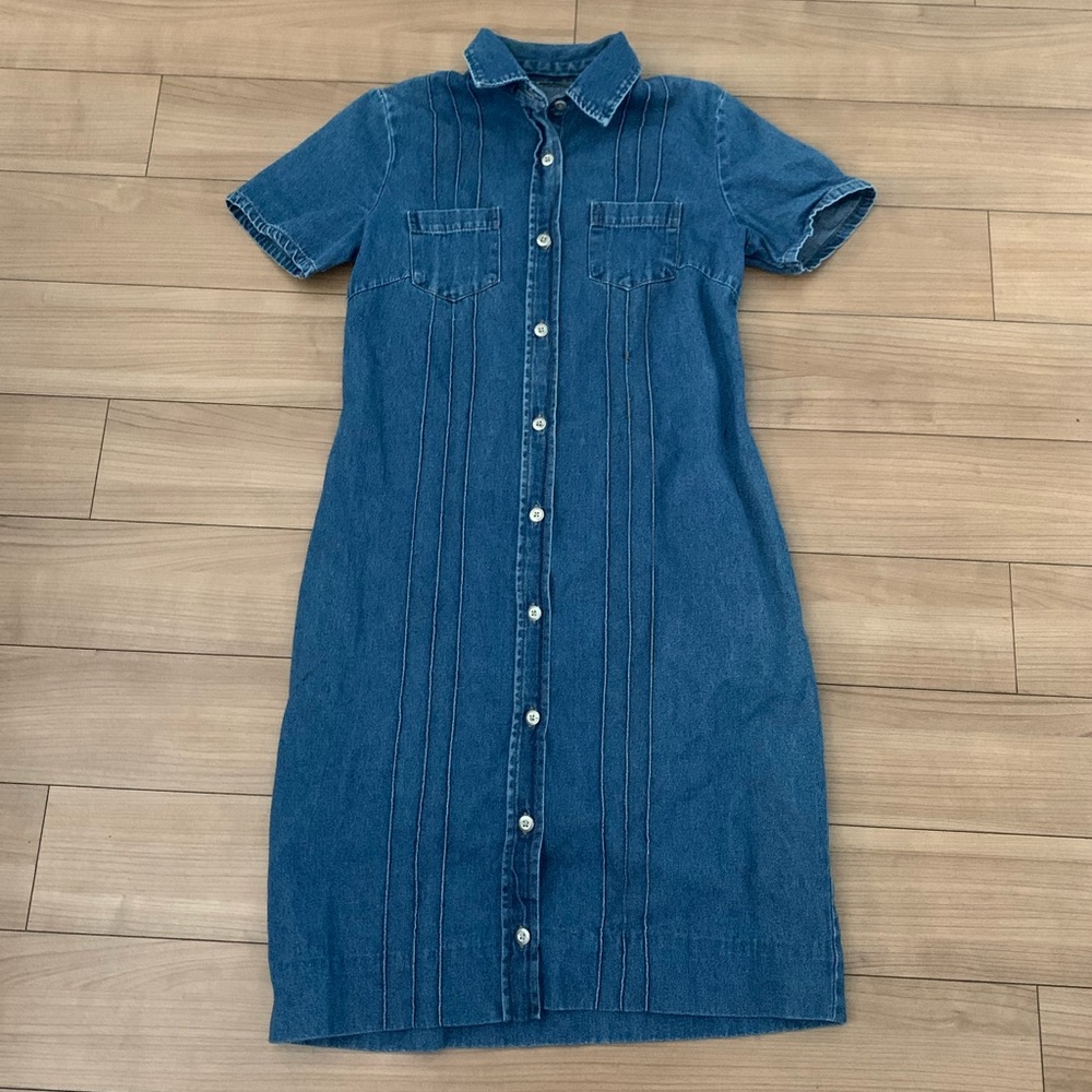 Vintage Jean Denim Button Up Dress